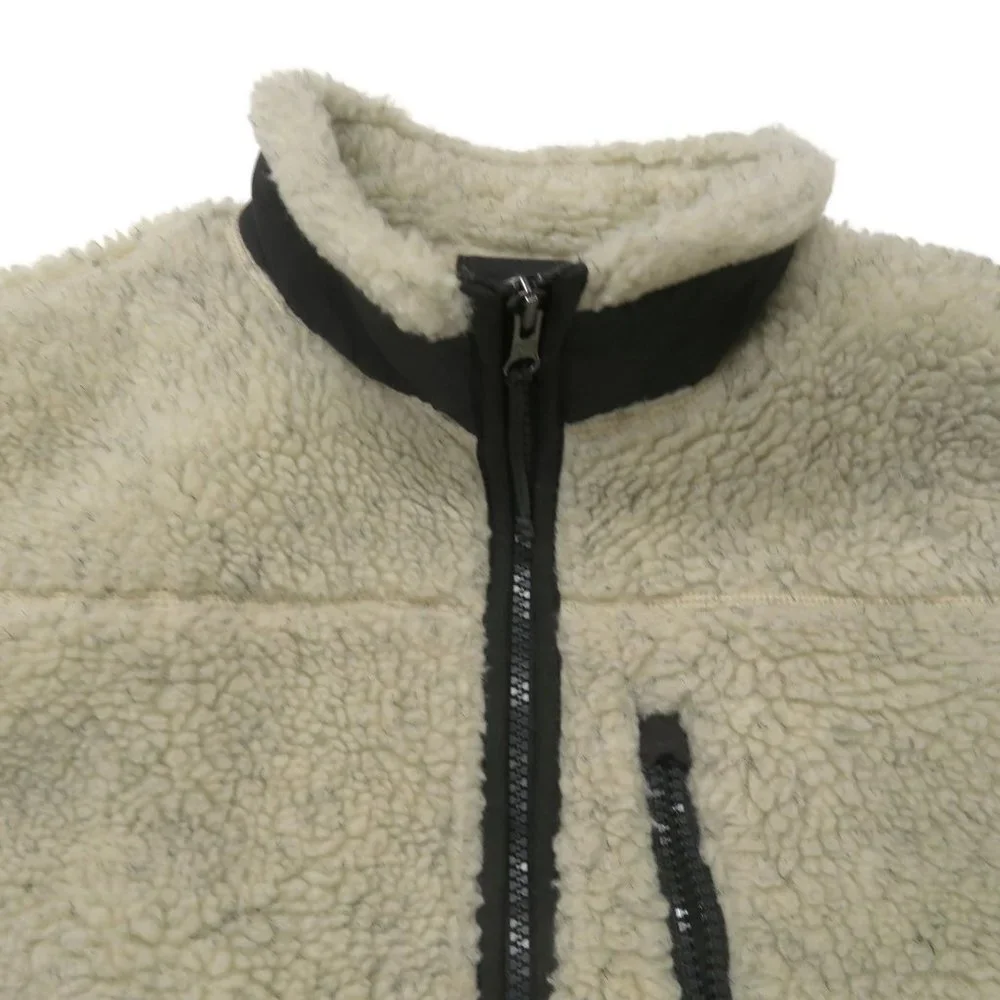 American Eagle Faux Fur Sherpa Fleece Vest Womens Medium Ivory‎ Full Zip Pockets
